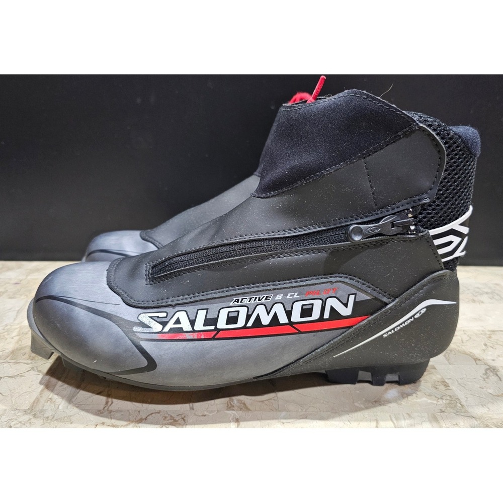 Salomon Active 8 CL Cross Country Ski Boots Black Red‎ Men's Size 8